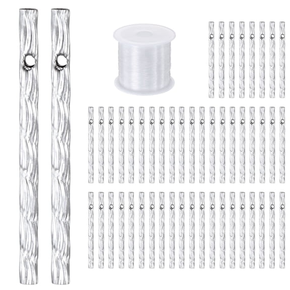 Uxcell 50Pcs Wind Chime Tubes, 0.6x8cm Aluminum Wind Chime Parts with String White