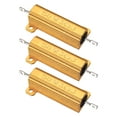 thumbnail image 1 of 50W 3 Ohm Aluminum Shell Resistor, 3Pcs Aluminum Housing Resistor, 5% Tolerance Wirewound Resistors Screw Tap Chassis Mounted, Golden, 1 of 6