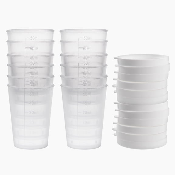 Uxcell 50mL Plastic Measuring Cup with Cap for Kitchen Laboratory 12 Pack