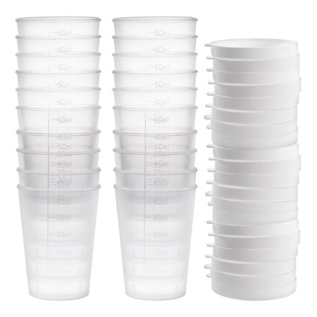 Uxcell 50mL Plastic Measuring Cup with Cap for Kitchen Laboratory 20 Pack