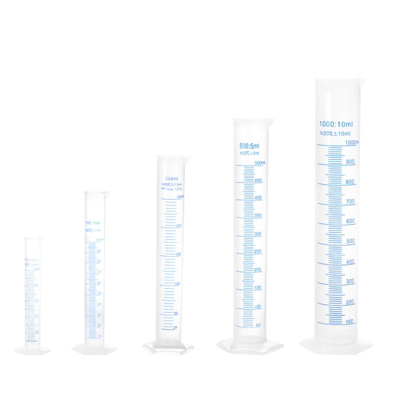 Uxcell 50ml 100ml 250ml 500ml 1000ml Double-Sided Metric Plastic Graduated Cylinder