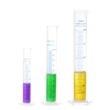 Uxcell 50ml 100ml 250ml Double-Sided Metric Plastic Graduated Cylinder