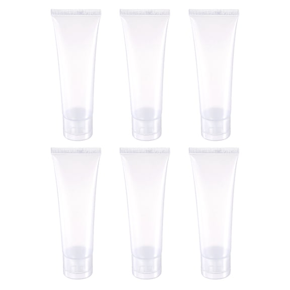 Uxcell 50ml Squeeze Tube Empty Cosmetic Tubes Plastic with Flip Lid Clear 6 Pack