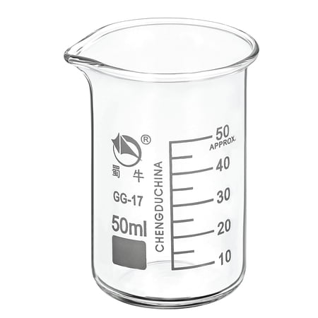 Uxcell 50ml Tall Form Glass Beaker, 3.3 Borosilicate Graduated Lab Measuring Cups