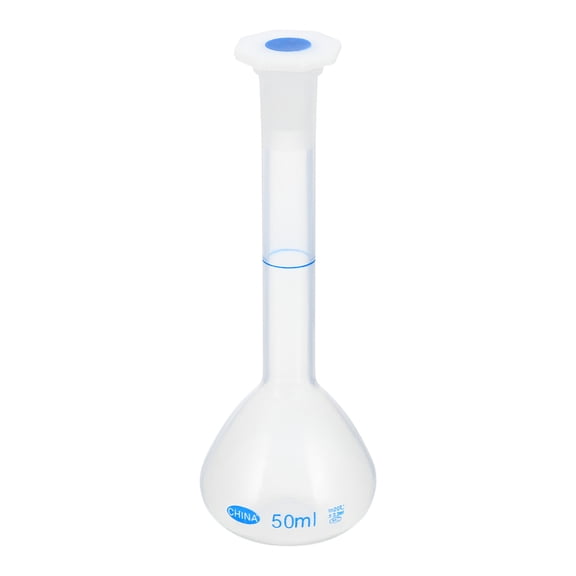 Uxcell 50ml Tolerance 0.3ml Polypropylene Graduated Volumetric Flask with Plug Cap, Translucent