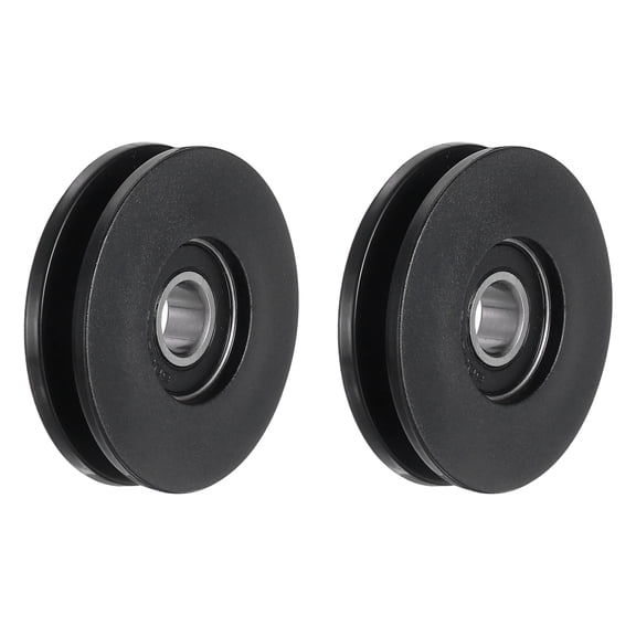 Uxcell 50mm / 1.97" Nylon Bearing Gym Pulley Wheel, Gym Cable Pulley Wheel Fitness Equipment Accessories 2 Pcs & Steel Shaft & Black-Fitting for (Cable Machine/Garage Door/Home Exercise)