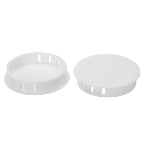 Uxcell 50mm 2" Plastic Hole Plugs, Flush Type Round Hole Cover Snap in Locking Hole Tube, White 25Pcs