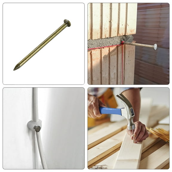 Uxcell 50mm / 2" Wall Cement Nail Carbon Steel Electroplating Bronze 20 Pack