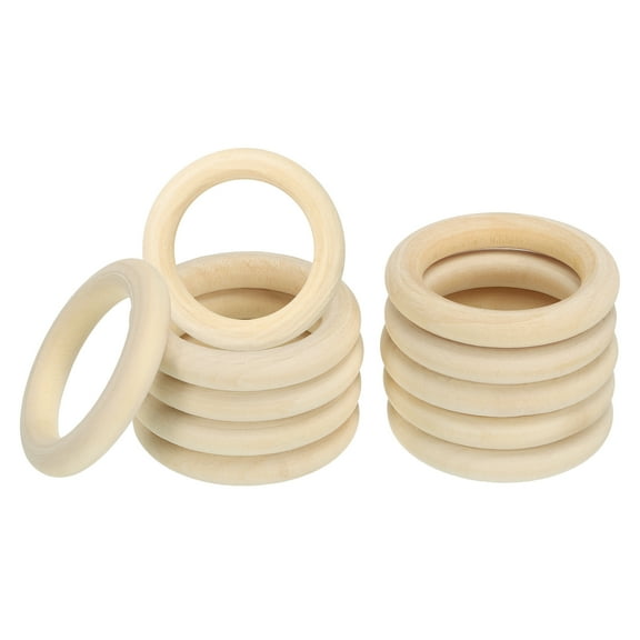 Uxcell 2" Wooden Rings 8mm thick, 15 pack Natural Wood Rings Unfinished Wood Loop