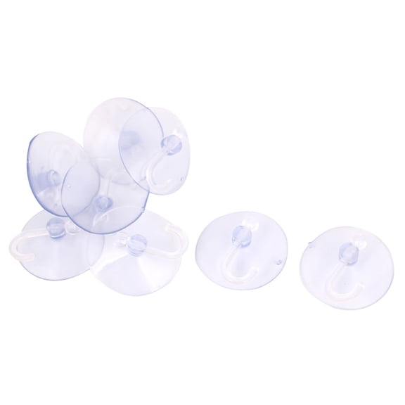 Uxcell 50mm Dia Home Bathroom Wall Window Plastic Suction Cup Hook Clear Blue 8Pcs
