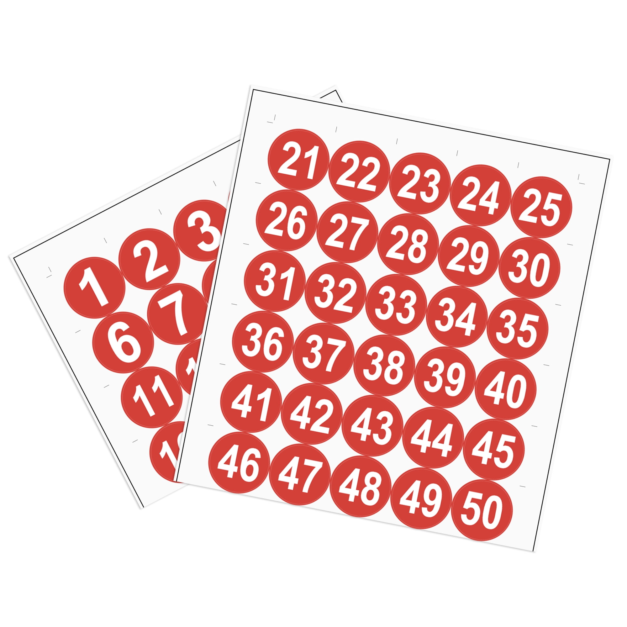Uxcell 50mm Dia Round Number Stickers Number 1-50 Red - Walmart.com