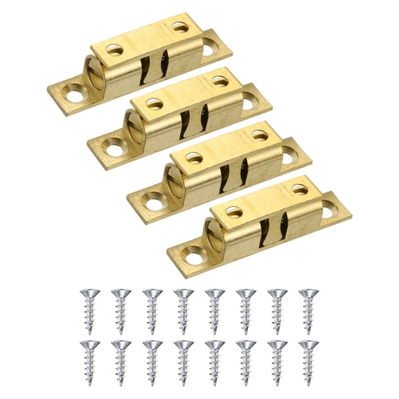 Uxcell 50mm Double Ball Tension Roller Catch Latch, Solid Brass Adjustable Hardware Fitting, Gold Tone 4 Pack