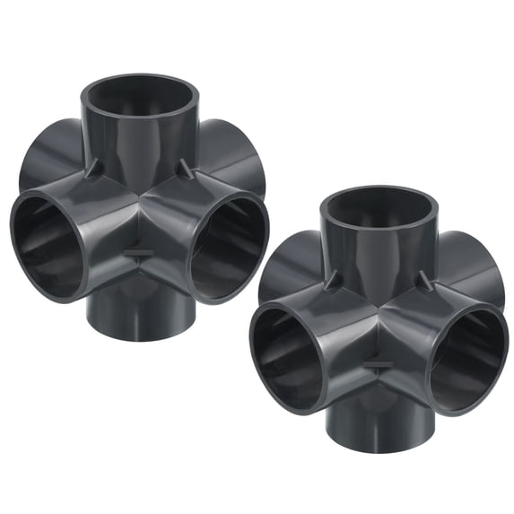 Uxcell 50mm ID UPVC Elbow Fitting 6 Way PVC Pipe Fittings Connector Furniture Pipe Joint 2 Pack