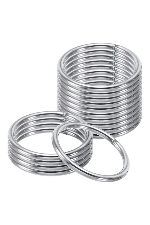 50mm Metal O Rings, 15 Pack 304 Stainless Steel Round Rings for Hardware Bags