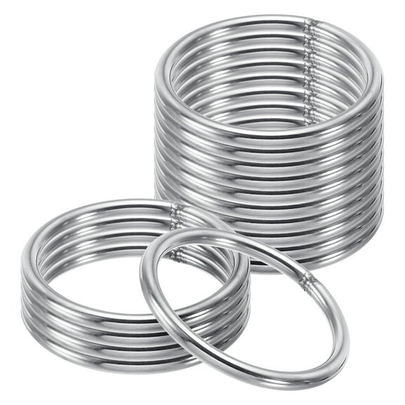 Uxcell 50mm Metal O Rings, 15 Pack 304 Stainless Steel Round Rings for Hardware Bags