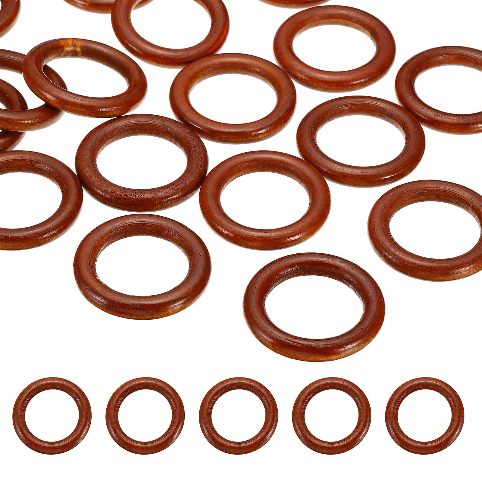 Uxcell 50mm Natural Wooden Rings, 30 Pack Wood Ring Round Linking Rings ...