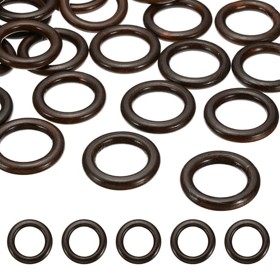 Uxcell 50mm Natural Wooden Rings, 50 Pack Wood Ring Round Linking Rings Wood Loop Circle for Craft, Dark Brown