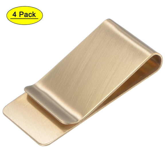 Uxcell 50mm Stainless Steel Slim Clip Credit Card Holder Clamp, Gold 4 Count