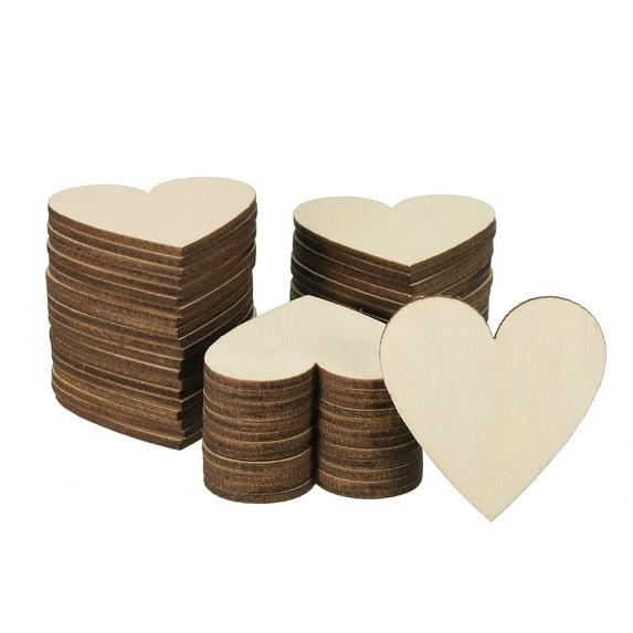 Uxcell 50mm Wooden Hearts, 100 Pack Unfinished Wood Hearts Blank Wooden Cutouts Ornaments Natural Wood Pieces