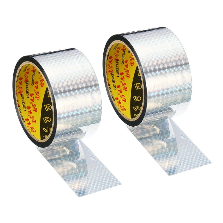 Uxcell 50mmx30m Prism Tape Holographic Reflective Self Adhesive Decor,  Silver 2 Pack