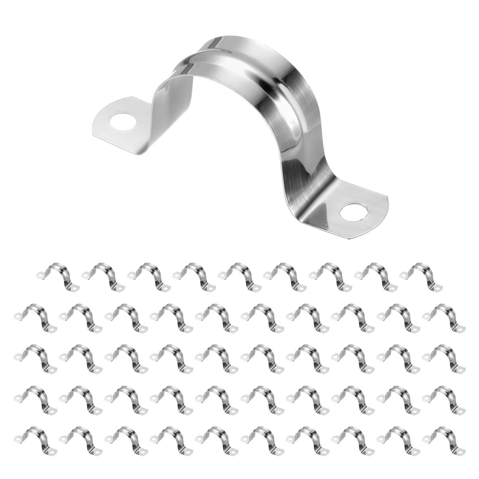 30Pcs M40 Two Hole Strap U Bracket Stainless Steel Tube Strap Tension Clip Assortment Kit Heavy Duty Rigid Pipe Strap Clamp