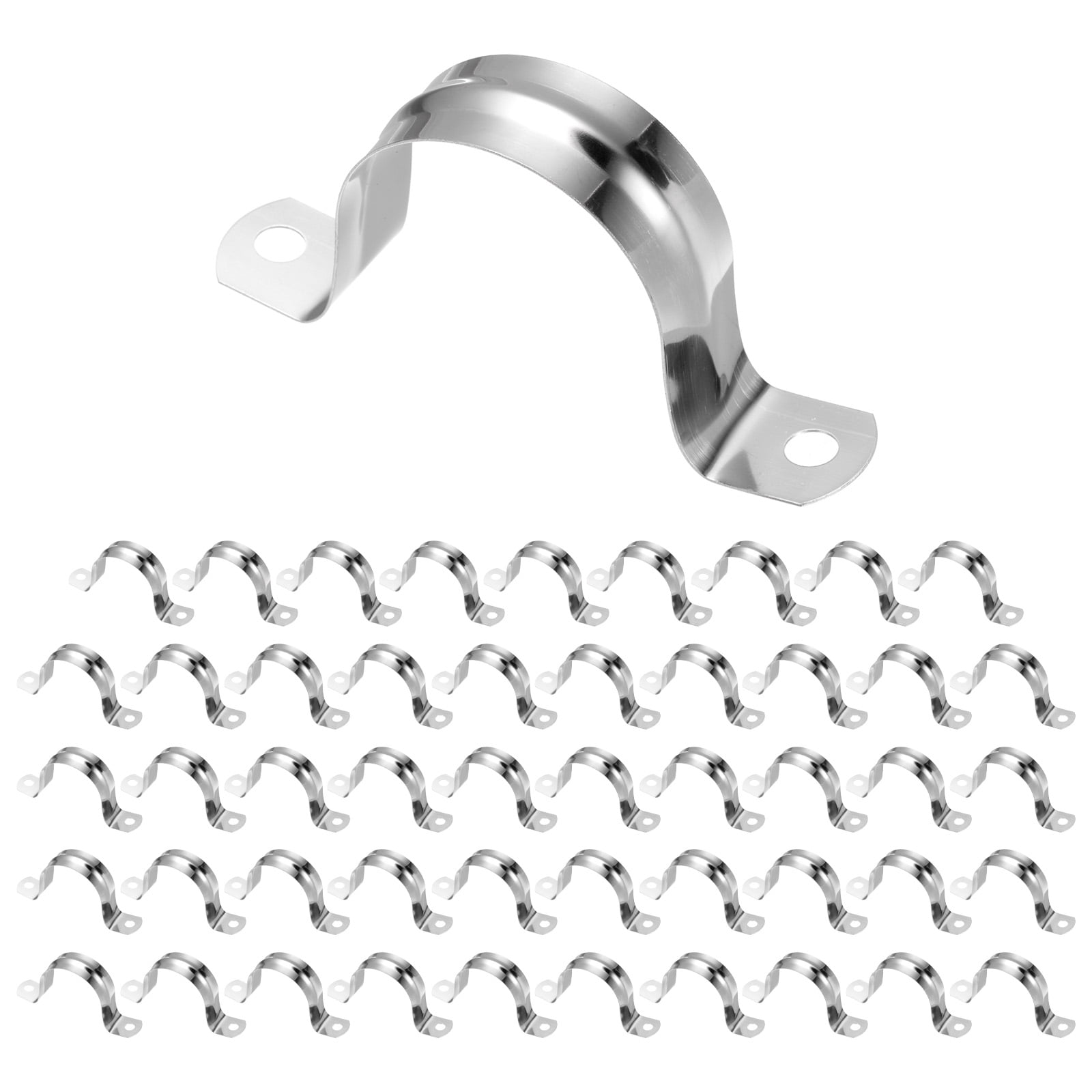 Uxcell 50pcs 1 9/16-Inch 40mm Conduit Clamps M40 U Tube Pipe Clamp Stainless Steel Rigid Pipe Strap Bracket