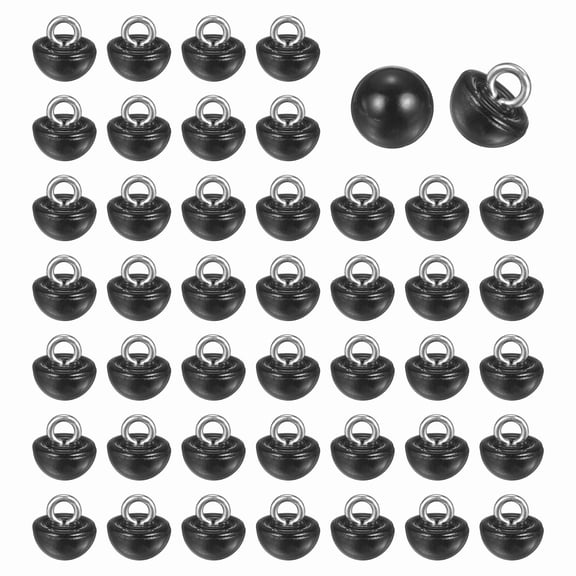 Uxcell 50pcs 12L Round Faux Pearl Buttons 7.5mm 2/8" Half Ball Dome Metal Shank Sewing Buttons Replacement DIY Small Button for Clothing Bridal Wedding Dress DIY Crafts, Black