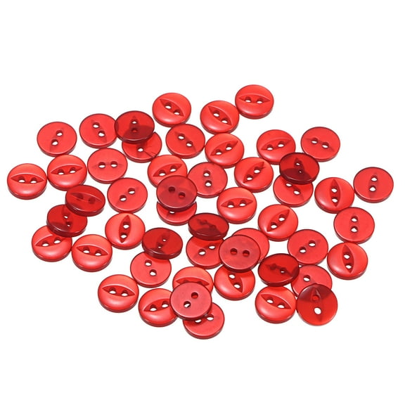 Uxcell 50Pcs 18L Red Round Sewing Buttons 11.5mm 15/32" Resin 2-Hole Fish Eye Craft Replacement Button