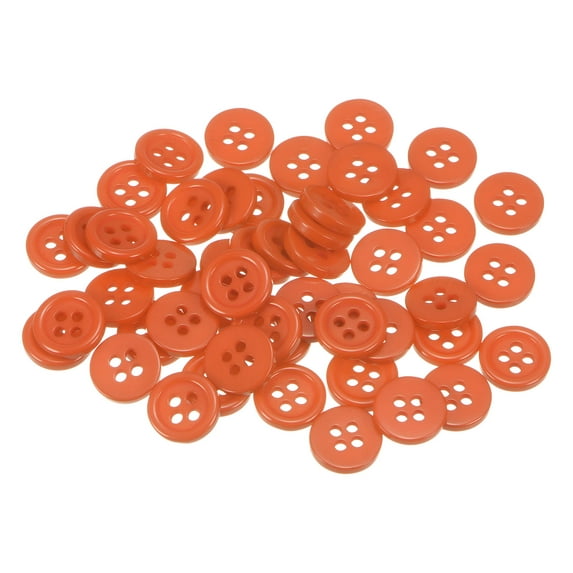 Uxcell 50Pcs 18L Sewing Buttons 15/32"(11.5mm) Resin Round Flat 4-Hole Craft Buttons for Sewing Clothing DIY, Orange