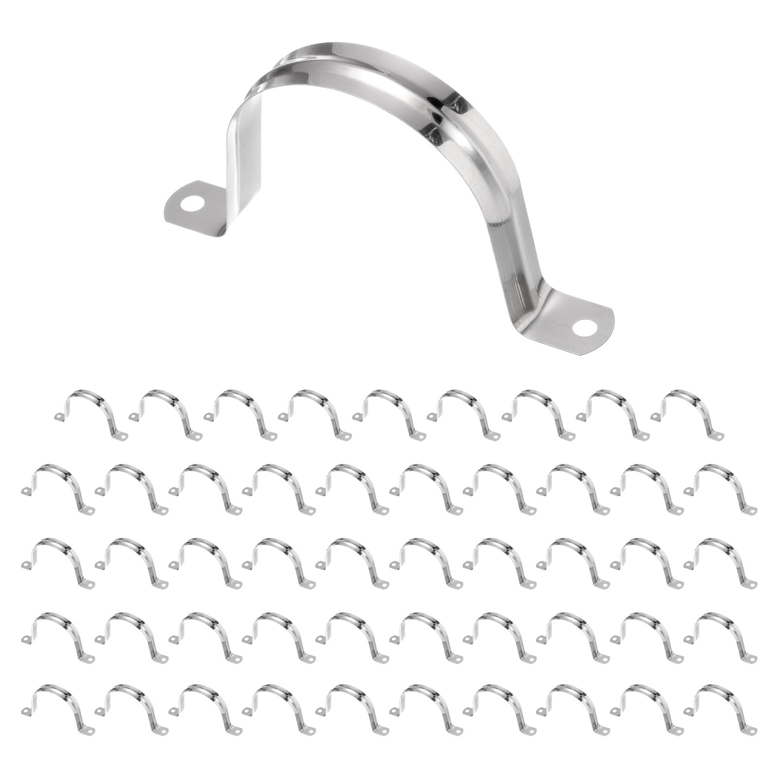 Uxcell 50pcs 2 3/4-Inch 70mm Conduit Clamps M70 U Tube Pipe Clamp Stainless Steel Rigid Pipe Strap Bracket
