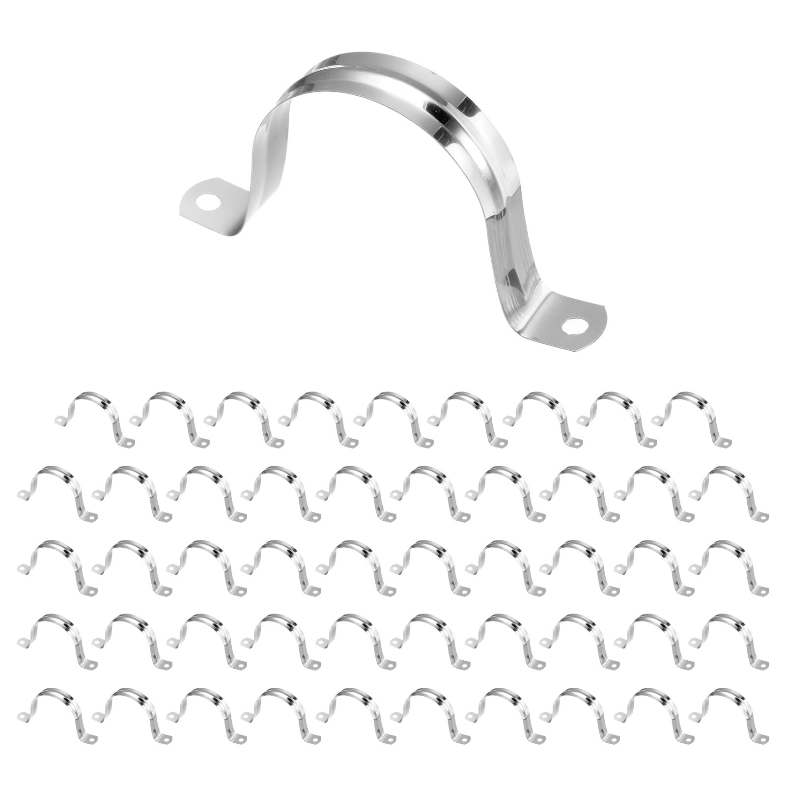 Uxcell 50pcs 2 3/8-Inch 60mm Conduit Clamps M60 U Tube Pipe Clamp Stainless Steel Rigid Pipe Strap Bracket