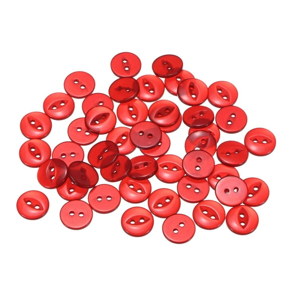 Uxcell 50Pcs 20L Red Round Sewing Buttons 12.5mm 1/2" Resin 2-Hole Fish Eye Craft Replacement Button