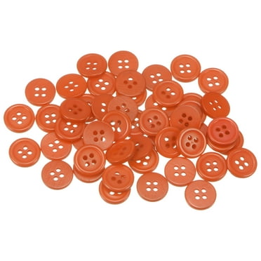 Uxcell 50pcs 20L Sewing Buttons 1/2"(12.5mm) Resin Round Flat 4-Hole Craft Buttons for Sewing Clothing DIY, Orange