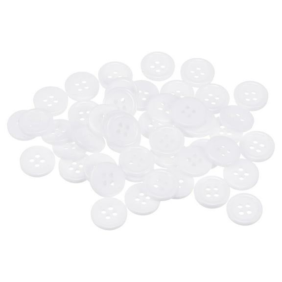 Uxcell 50Pcs 20L Sewing Buttons 1/2"(12.5mm) Resin Round Flat 4-Hole Craft Buttons for Sewing Clothing DIY, White