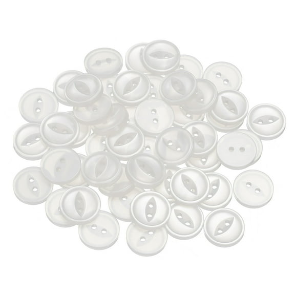 Uxcell 50pcs 24L Cream White Round Sewing Buttons 15mm 5/8" Resin 2-Hole Fish Eye Craft Replacement Button