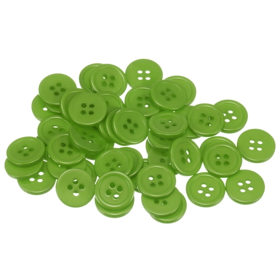 Uxcell 50Pcs 24L Sewing Buttons 5/8"(15mm) Resin Round Flat 4-Hole Craft Buttons for Sewing Clothing DIY, Green