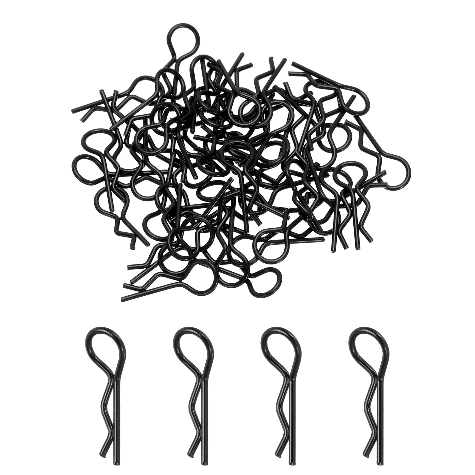 LOVE-Pack de 50 Pinces pour Carrosserie RC Bent Springy R Pins Noir PièCes de Rechange pour