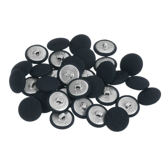 Uxcell 50pcs 32L Fabric Cloth Covered Button 20mm Metal Shank Round Sewing Buttons for Suits Dress Blouses, Navy Blue