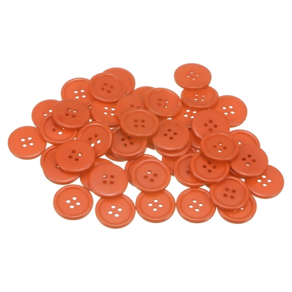 Uxcell 50Pcs 36L Sewing Buttons 7/8"(23mm) Resin Round Flat 4-Hole Craft Buttons for Sewing Clothing DIY, Orange