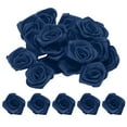 thumbnail image 1 of Uxcell 50pcs 3cm Ribbon Roses for Crafts Artificial Fabric Flowers, Navy Blue, 1 of 5