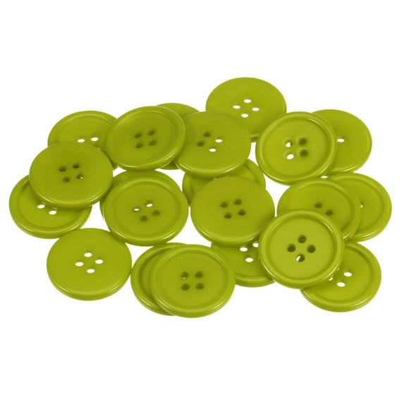 Uxcell 50Pcs 40L Sewing Buttons 1"(25mm) Resin Round Flat 4-Hole Craft Buttons for Sewing Clothing and DIY, Green