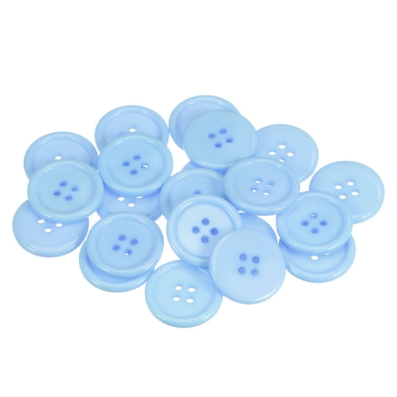 Uxcell 50Pcs 40L Sewing Buttons 1"(25mm) Resin Round Flat 4-Hole Craft Buttons for Sewing Clothing and DIY, Light Blue
