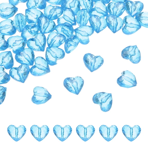 Uxcell 50pcs Acrylic Heart Beads 19x17mm Heart Shape Craft Loose Beads for Decoration Making Bracelet Necklace Jewelry Making, Deep Lake Blue