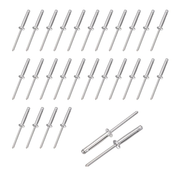 Uxcell 50pcs Aluminum Large Head Grip Rivets 5/32" x 1" Multi-Grip Head Blind Rivet for Automotive Repairs Kayak Marine Boat Buildings Containers