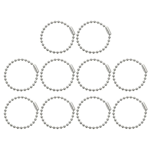 Uxcell 50pcs Ball Beads Chain 4 Inch 2.4mm Diameter Metal Ball Connector Clasp, Silver