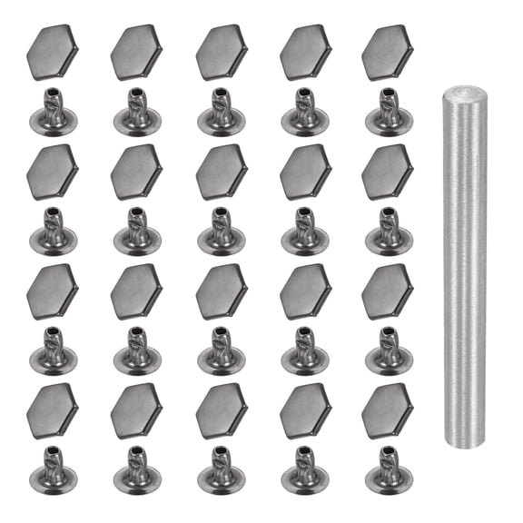 Uxcell 50pcs Crystal Rivets 10mm Rhinestone Rapid Stud Rivets with Steel Installation Tool for Clothing Leather Fabric Arts Crafts Decoration Leathercraft DIY, Black