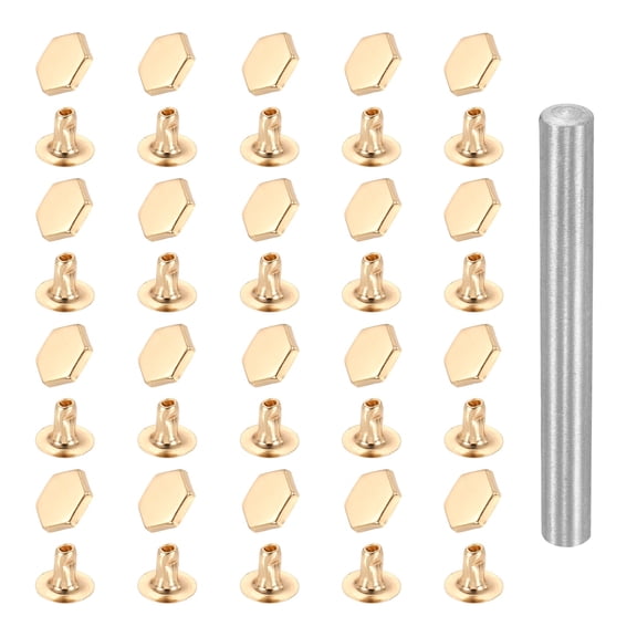 Uxcell 50pcs Crystal Rivets 10mm Rhinestone Rapid Stud Rivets with Steel Installation Tool for Clothing Leather Fabric Arts Crafts Decoration Leathercraft DIY, Gold