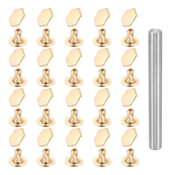 Uxcell 50pcs Crystal Rivets 3mm Rhinestone Rapid Stud Rivets with Steel Installation Tool for Clothing Leather Fabric Arts Crafts Decoration Leathercraft DIY, Gold
