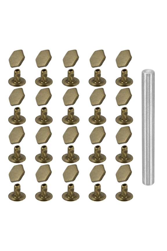 50pcs Crystal Rivets 3mm Rhinestone Rapid Stud Rivets with Steel Installation Tool for Clothing Leather Fabric Arts Crafts Decoration Leathercraft DIY, Brass