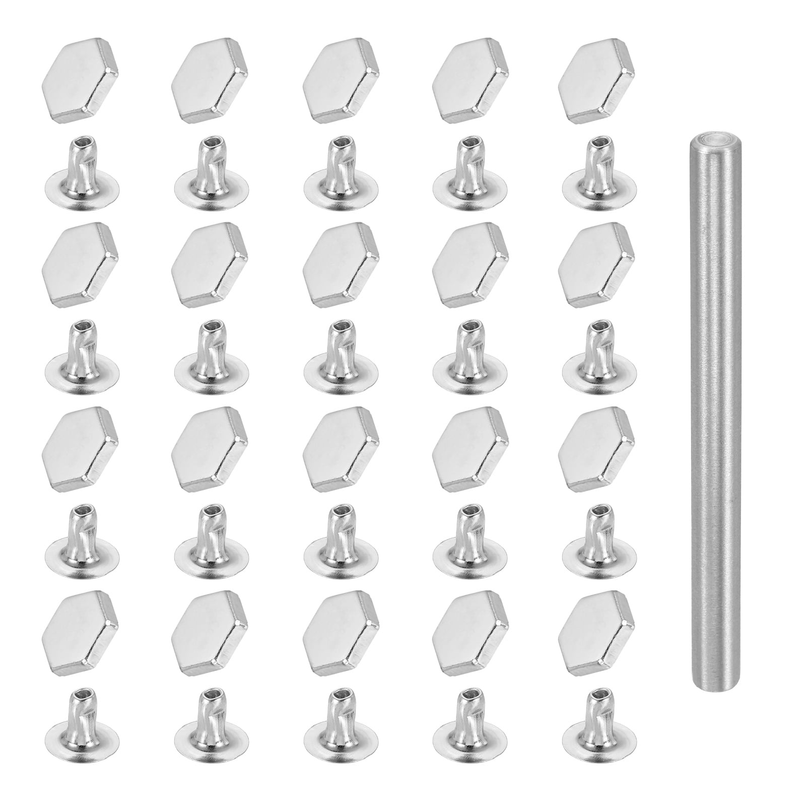 Uxcell 50pcs Crystal Rivets 6mm Rhinestone Rapid Stud Rivets with Steel ...